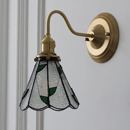 Vägglampa med vintage glas skugga armatur