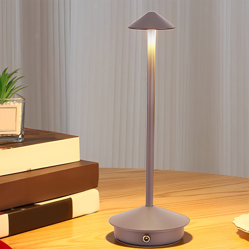 LuminZen - Modern Bollarformad Skrivbordslampa med RGB Färgförändring och Trådlös Laddning