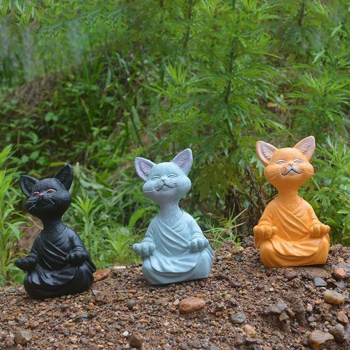 SerenePaws - Handgjord Buddha Katt Staty för inspirerad interiör
