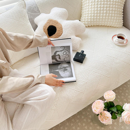 Minimalist All-Season Solid Cotton Geometric Sofföverdrag