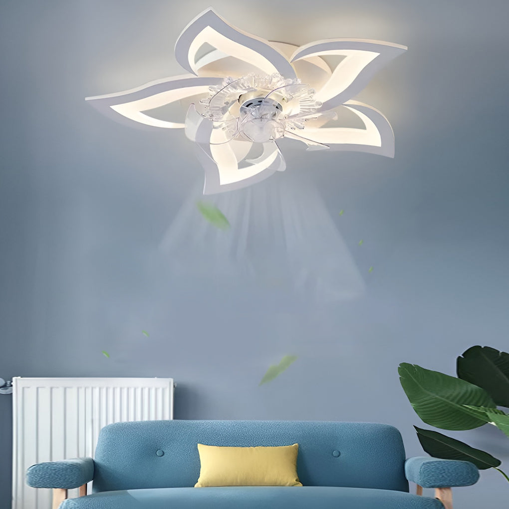Takfläktlampa med blommig LED-design
