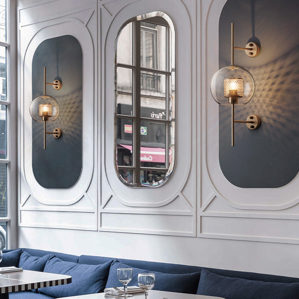 Oneal Industriell LED Vägglampa - Silver/Guld - Inomhus - Metall/Glas