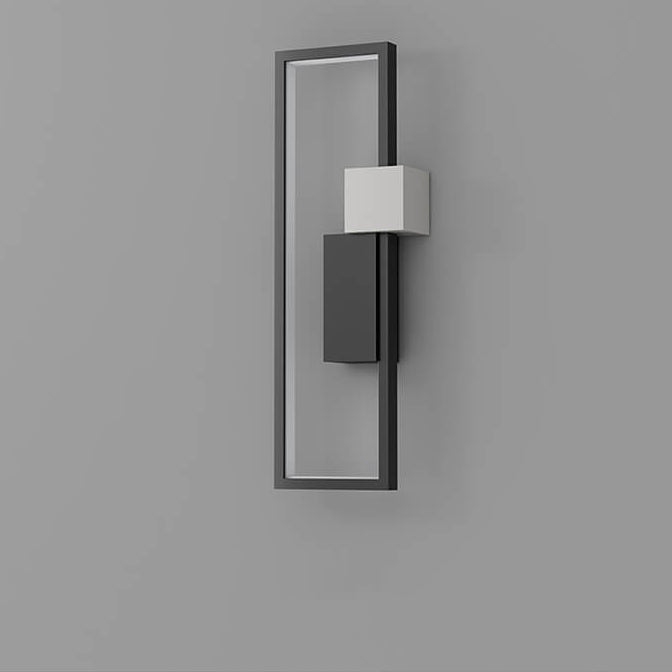Minimalistisk fyrkantig LED-vägglampa med ram av järn och silikon