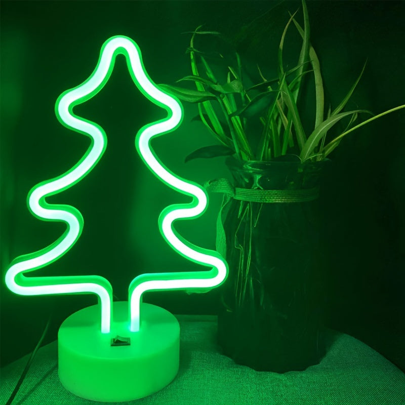 FestiveGlow - LED Neon Julgran Lampa, USB/Batteri Dubbel Strömförsörjning