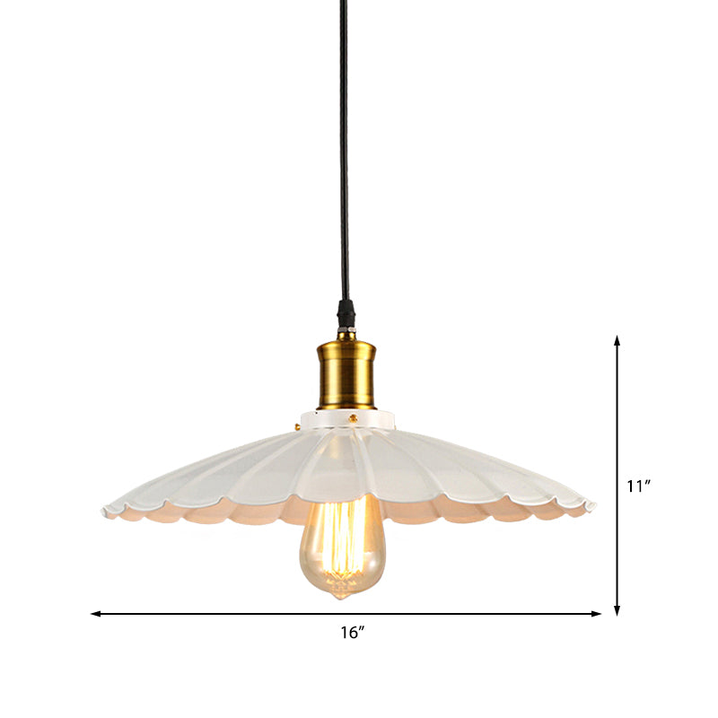 Industriell Våglinjig Hänglampa 1-Ljus i Svart/Vitt