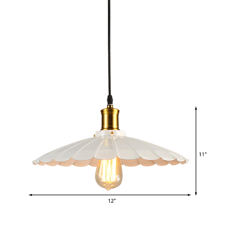 Industriell Våglinjig Hänglampa 1-Ljus i Svart/Vitt