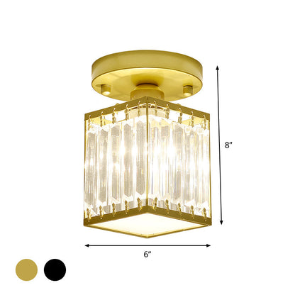 Kristall Foyer Plafondslampa - Modern Svart/Guld Semi-Flush Design