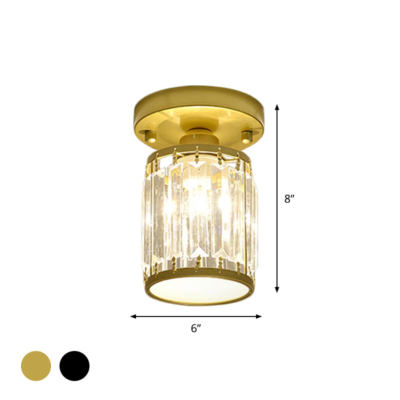 Kristall Foyer Plafondslampa - Modern Svart/Guld Semi-Flush Design