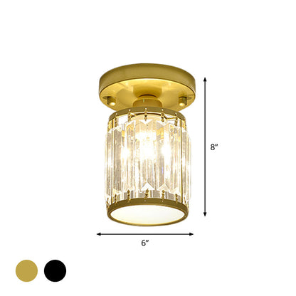 Kristall Foyer Plafondslampa - Modern Svart/Guld Semi-Flush Design