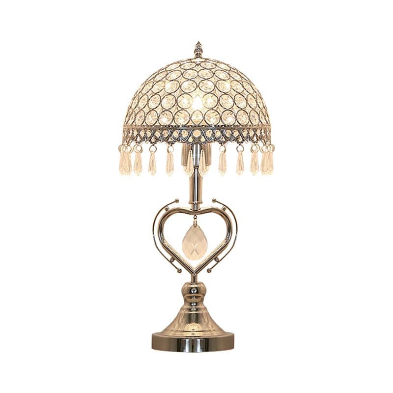 Kristallsfär - Elegant Halvrund Bordslampa med Kristalldetaljer