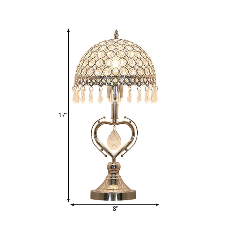 Kristallsfär - Elegant Halvrund Bordslampa med Kristalldetaljer