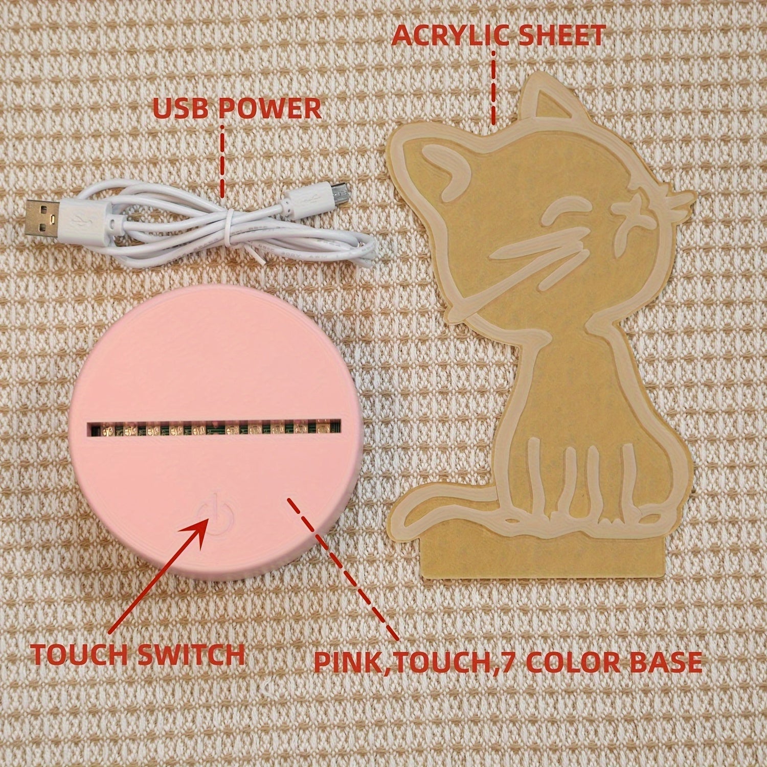 GlowPaw - Beröringsstyrd 3D Katt Nattlampa