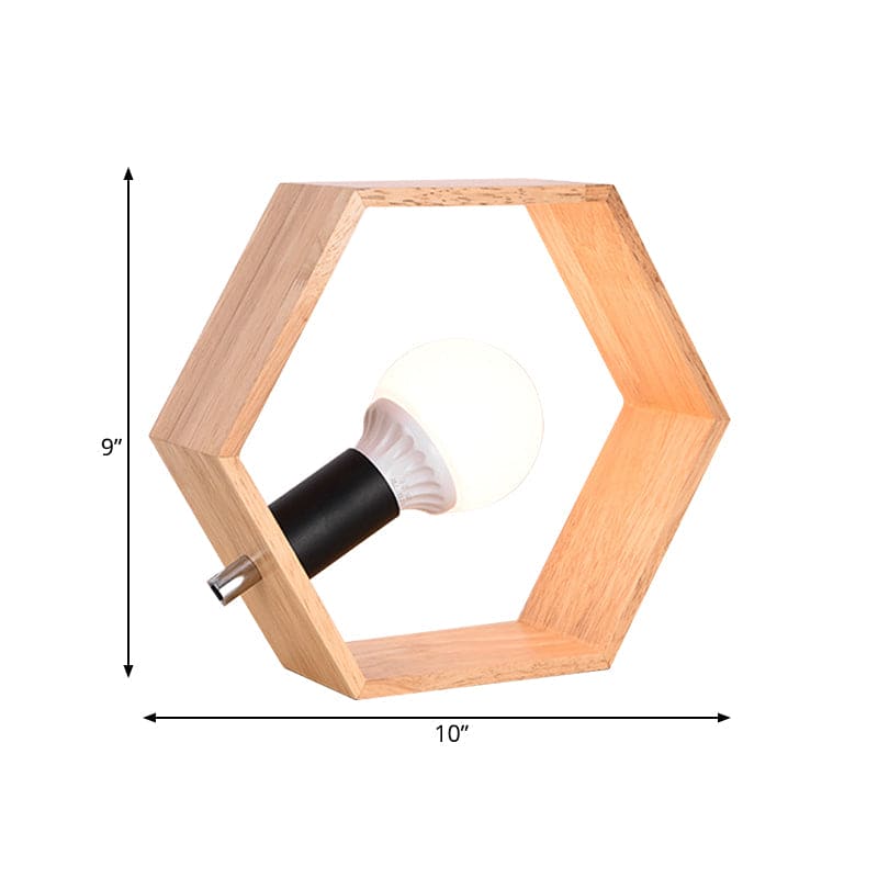 HexaGlow – Elegant Sexkantig Trä Bordslampa för en Varm Atmosfär