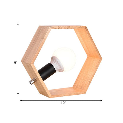 HexaGlow – Elegant Sexkantig Trä Bordslampa för en Varm Atmosfär