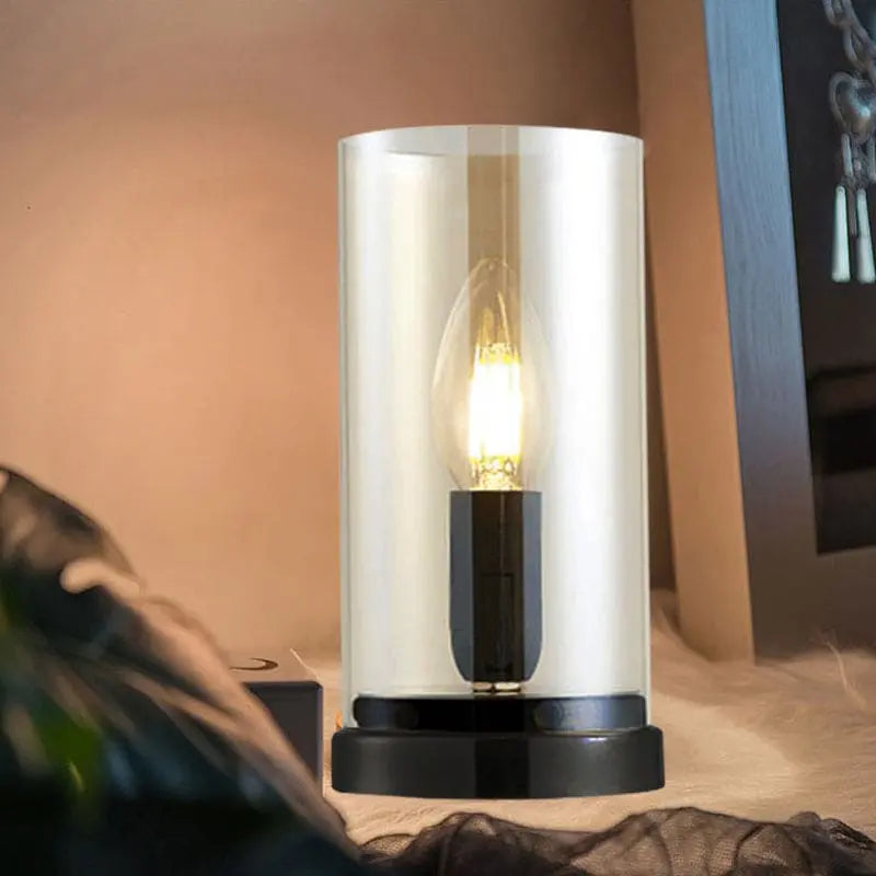 Carvallo - Industriell Bordslampa i Svart Glas för Vardagsrum