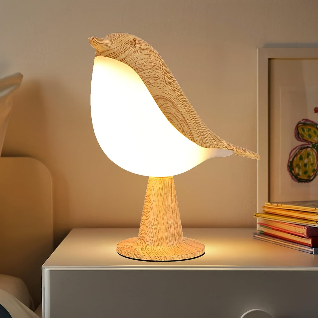 LED Fågel Lampa med Aromadiffusor – USB Uppladdningsbar Nattlampa och Lästampa med 3 Färgtemperaturer