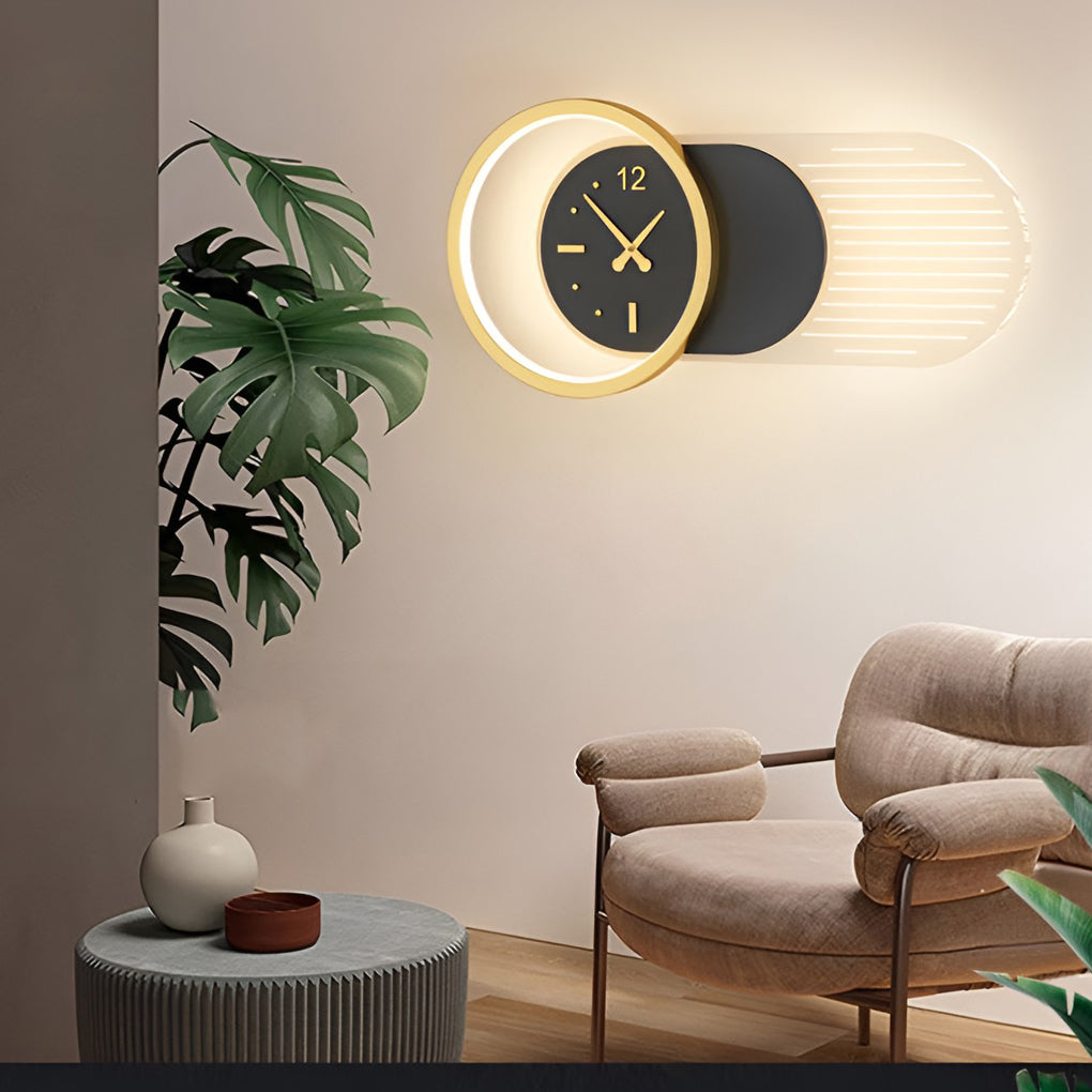 Väggklocka | Led-ljus | Tyst rörelse | Ambient glöd | Kreativ modern design