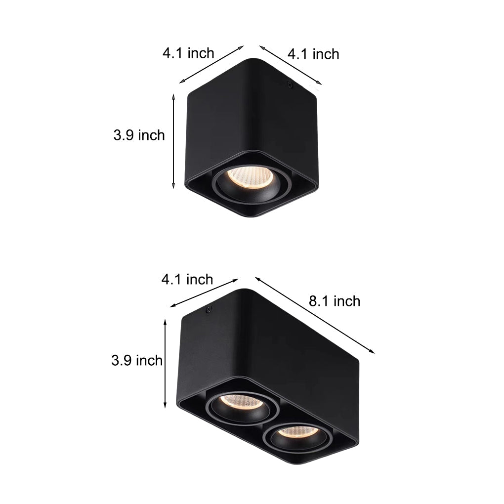 FlexiSquare - Dimbart LED Takrosettlampa med Justerbar Fyrkantig Lampfot