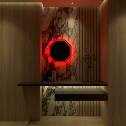 Octagon 3D Infinity Spegel Vägglampa