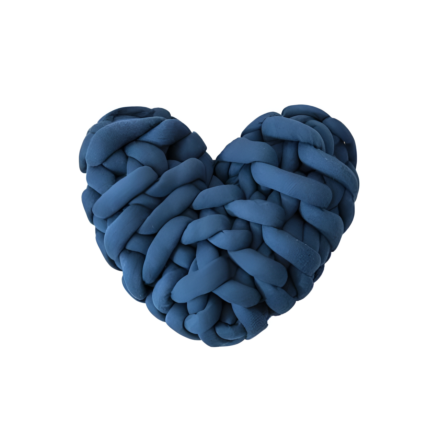 Plush knotted heart-shaped cushions