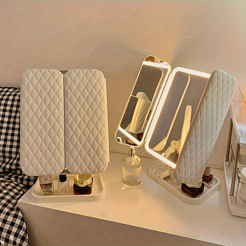 LED Sminkspegel Smart Touch Uppladdningsbar Fällbar Makeup Spegel