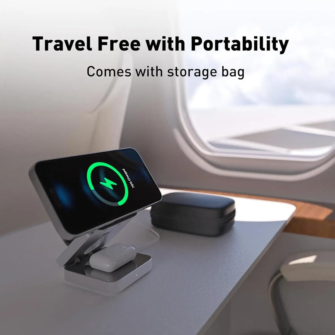 3 i 1 Snabb Magnetisk Fällbar Trådlös Laddare För iPhones, AirPods och Apple Watches