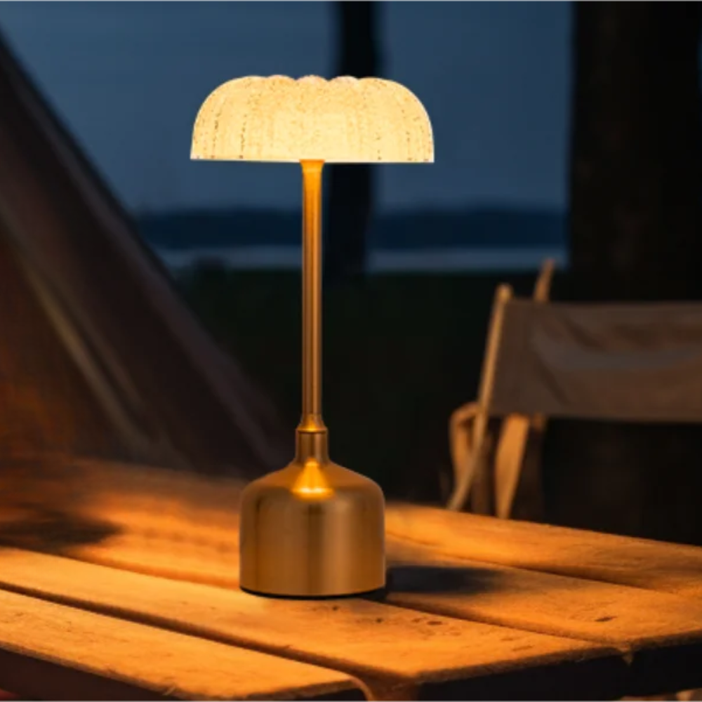 LumiFlora Lampa | Uppladdningsbar kristall-bordslampa med blommönster
