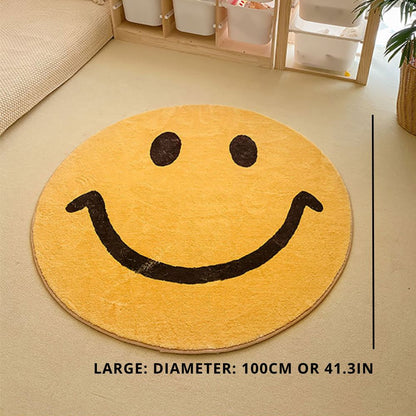 Milo Mood | Rund matta med smiley-motiv av mjuk fleece