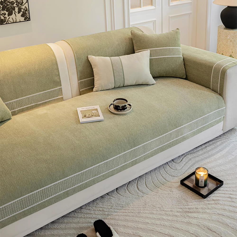 Chenille Jacquard Bred Kant Design Repellenta Sofföverdrag