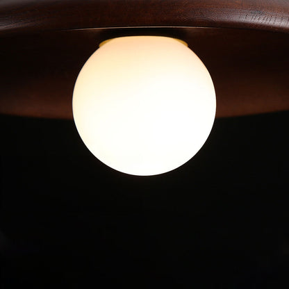 Hallway Ceiling Lamp with Round Nordic Wooden Design