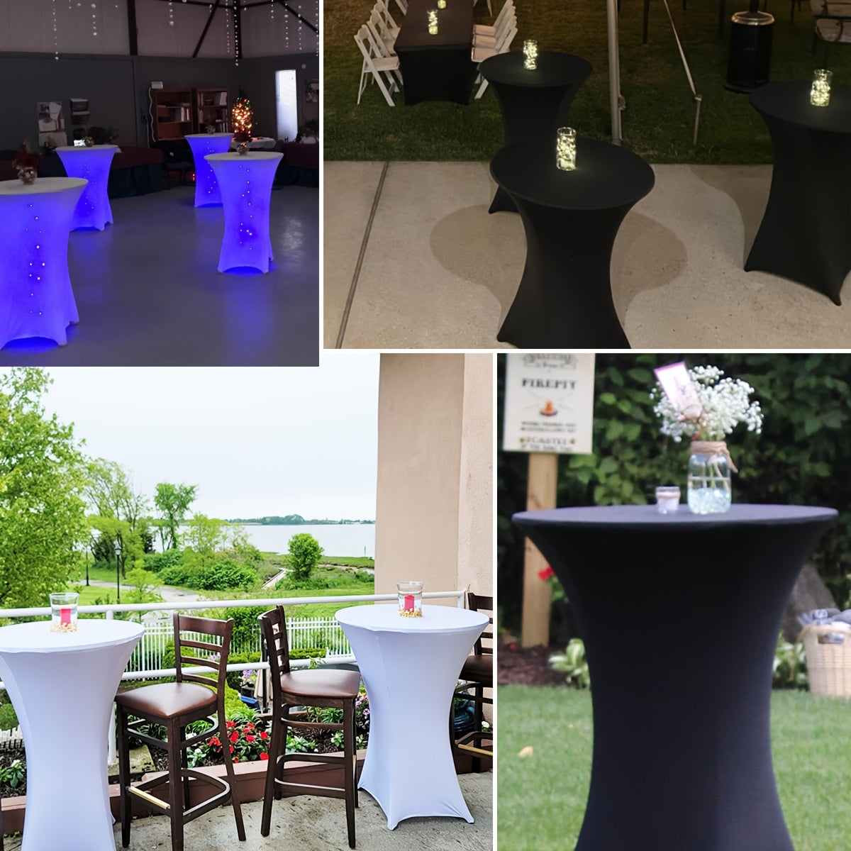 Stretchy Cocktail Table Covers - Solid Color, Ideal for Partyn och Evenemang
