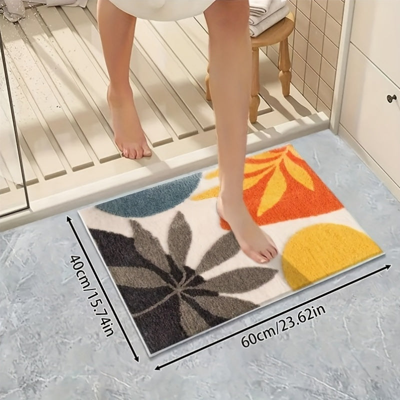 Abstract Geometric Badmatta – Absorberande och Mjuk för Badrum eller Kök