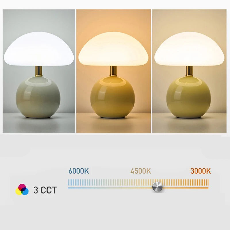 LumiGlass - Modern LED Bordslampa med Glasskärm | Dimbar &amp; Energibesparande
