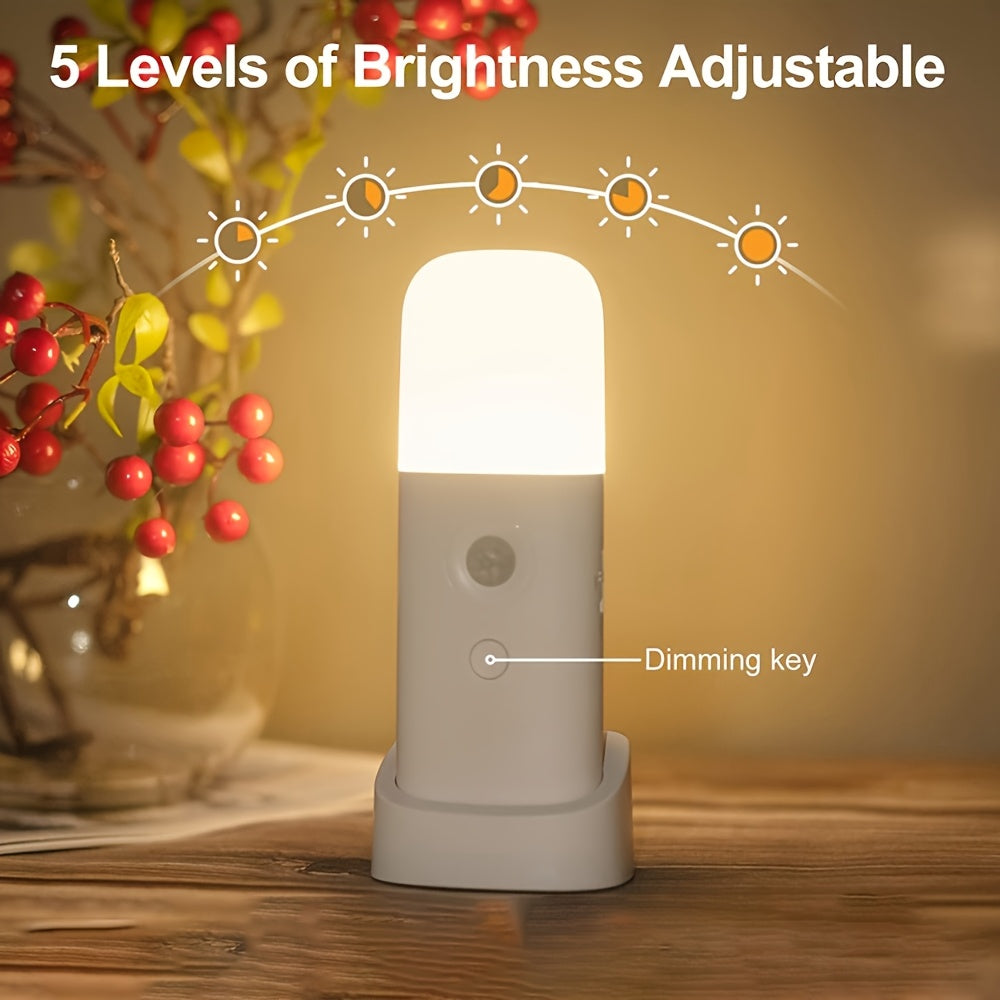 LED Nattlampa med Rörelsesensor – USB-Uppladdningsbar och Justerbar Ljusstyrka för Sovrum och Korridorer