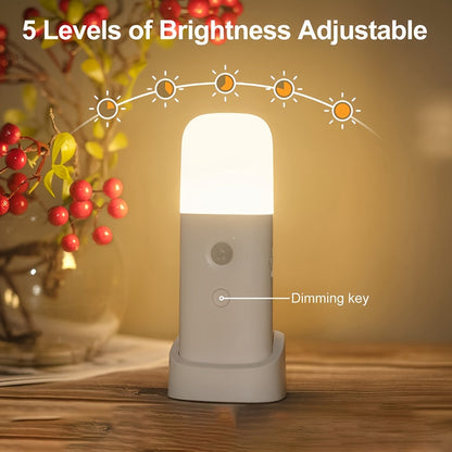LED Nattlampa med Rörelsesensor – USB-Uppladdningsbar och Justerbar Ljusstyrka för Sovrum och Korridorer