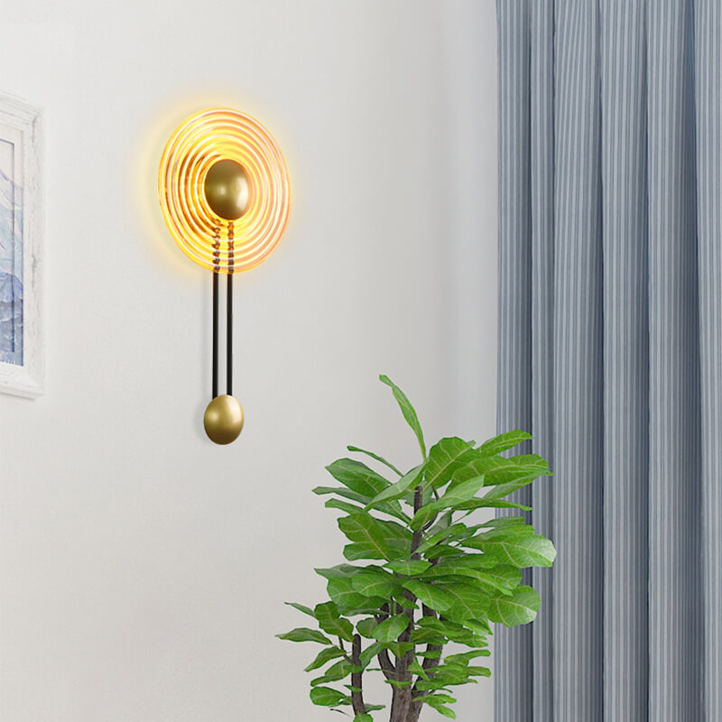 AuraLight - Modern 1-Ljus Cirkulär LED Vägglampa med Arm