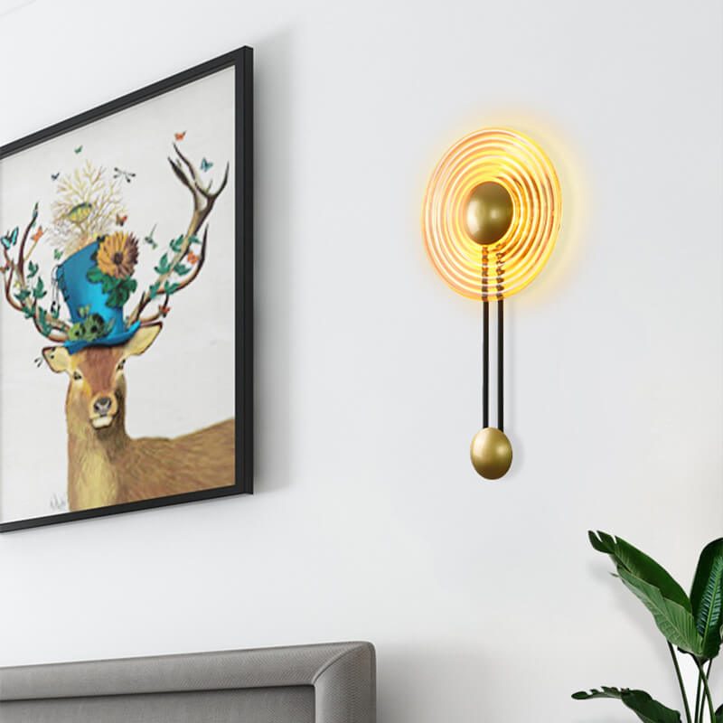 AuraLight - Modern 1-Ljus Cirkulär LED Vägglampa med Arm