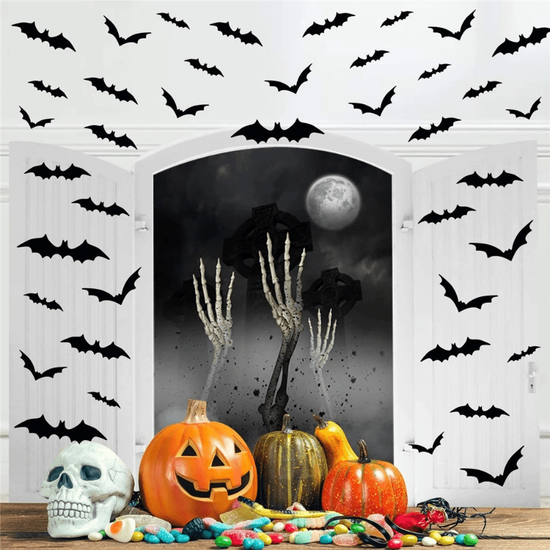 Väggdekaler 3D Halloween Fladdermus Dekoration Set
