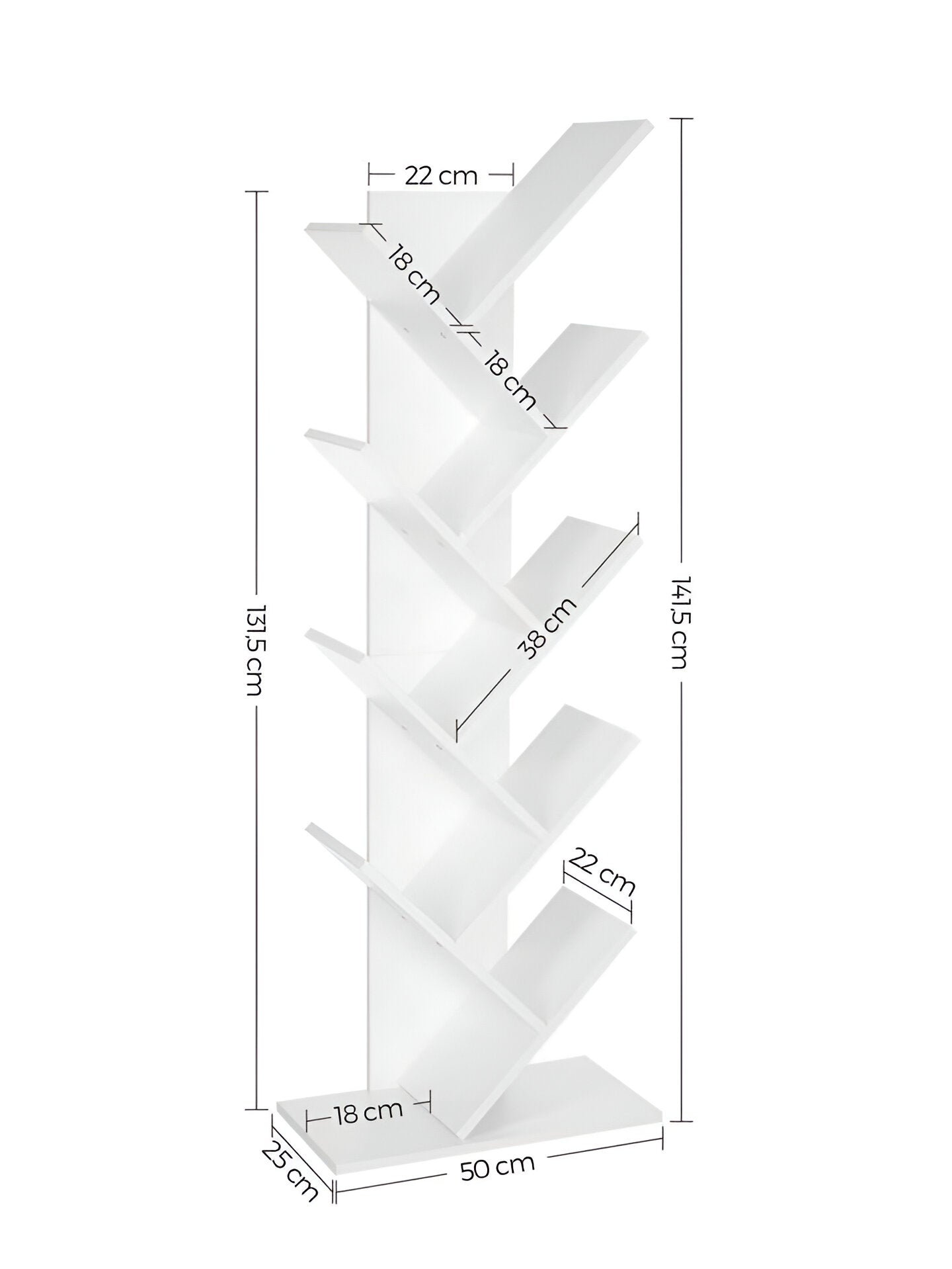 TreeStack Regal – 8-tiers trähylla