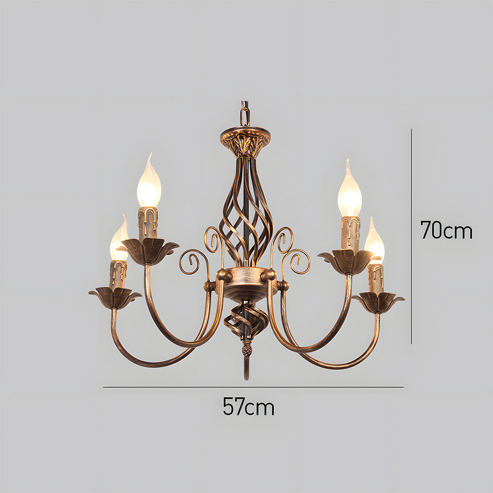 Vintage Bronze Chandlier | 4/6/8 Ljus Matsal Takarmatur i Järn | Brick by Brick