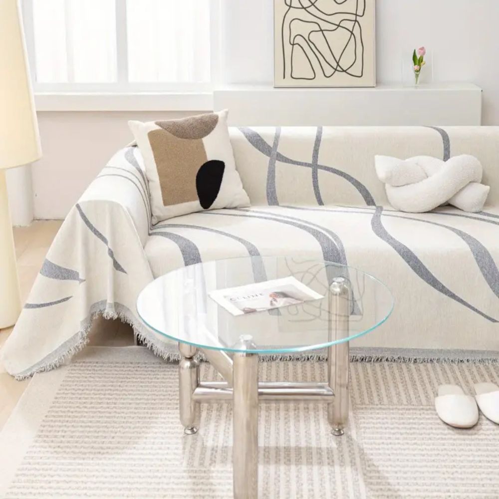 Wave Lines Chenille Sofföverdrag