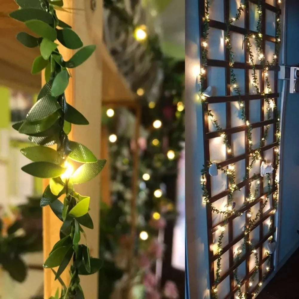 LED ljusslinga med murgröna – Dekorativ ljusslinga för inomhus och utomhus