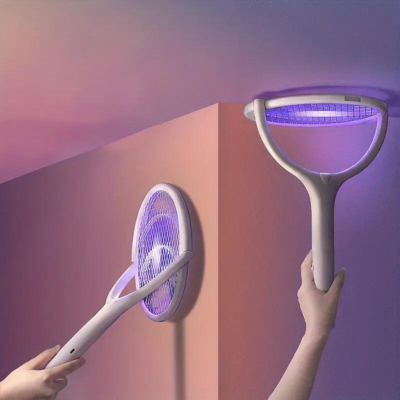 Carvallo Duo Myggavvisare | 2-i-1 Mygglampa & Elektrisk racketslösning | 90° Rotera | Uppladdningsbar & Barnsäker