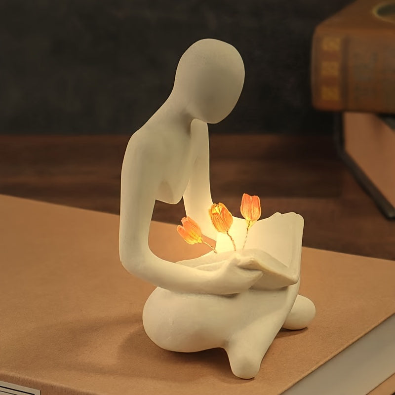TulipGlow - Konstharts Abstrakt Tulpan Nattlampa, Elegant Sovrumsdekoration