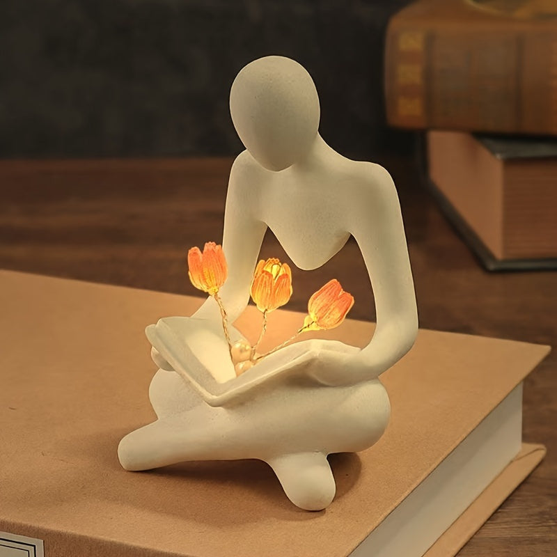 TulipGlow - Konstharts Abstrakt Tulpan Nattlampa, Elegant Sovrumsdekoration