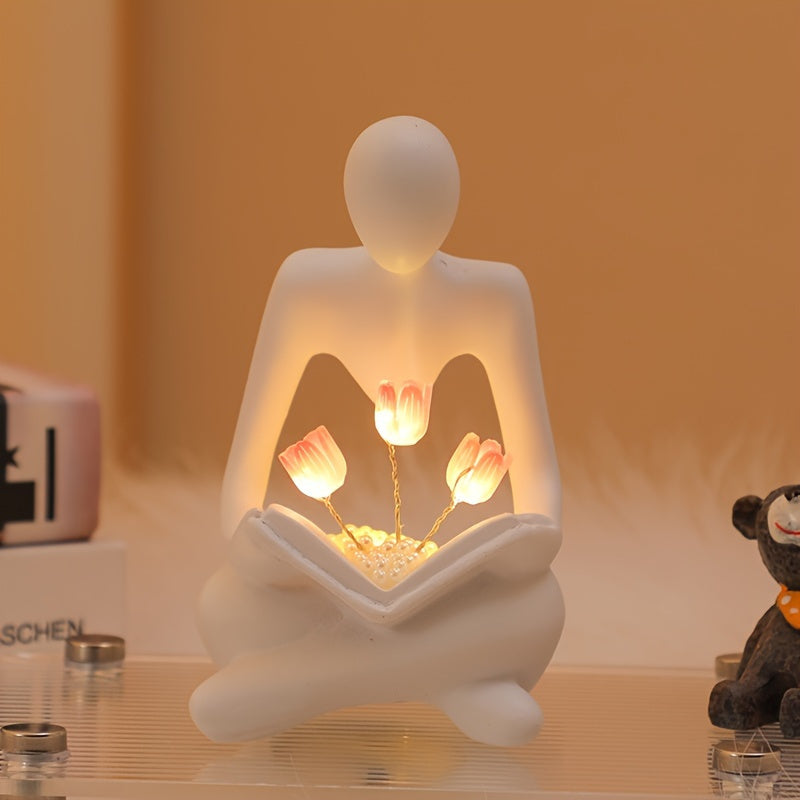 TulipGlow - Konstharts Abstrakt Tulpan Nattlampa, Elegant Sovrumsdekoration