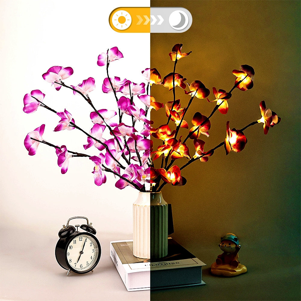 OrchidGlow - Phalaenopsisorkidé med 20 LED-lampor för inredning