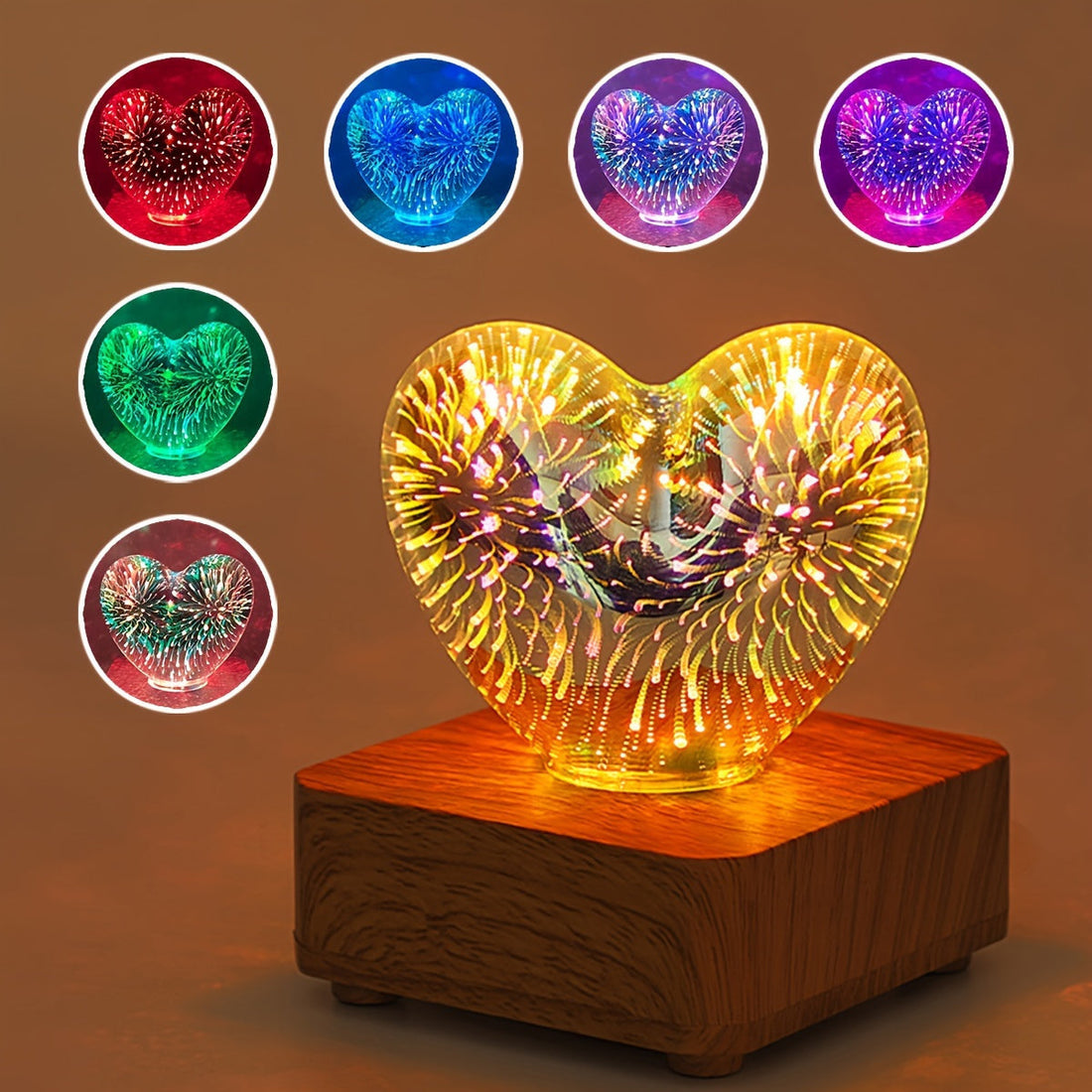 LoveLight - 3D Hjärta Fyrverkeri LED Nattlampan, USB-driven