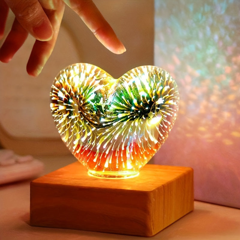 LoveLight - 3D Hjärta Fyrverkeri LED Nattlampan, USB-driven