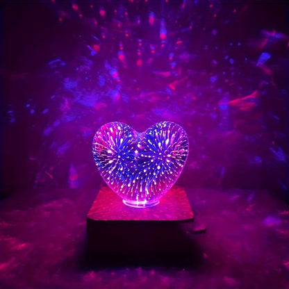 LoveLight - 3D Hjärta Fyrverkeri LED Nattlampan, USB-driven
